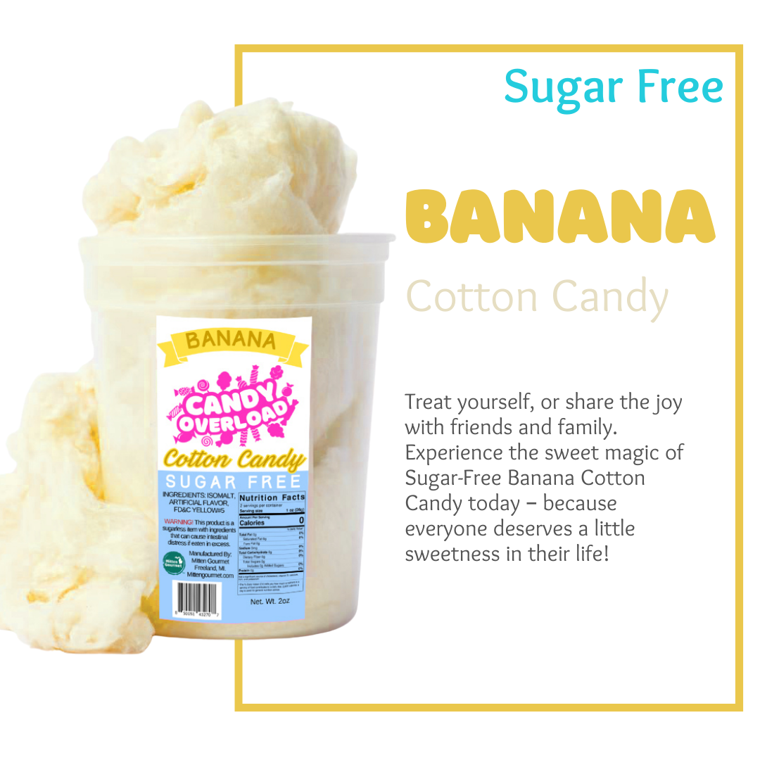 Banana, Candy, Cotton Candy, Banana Cotton Candy, Sugar Free, Sugar Free Cotton Candy