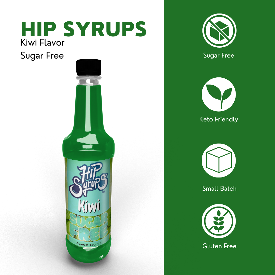 Sugar Free Simple Syrups designed for Kiwi, Water Flavor, Bubble Tea, Boba Tea, Cocktails, Sugar Free