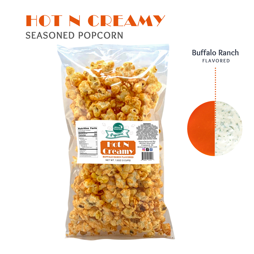 Small Batch Gourmet Buffalo Ranch, Buffalo, Ranch, Snack, Buffalo Ranch Popcorn, Seasoned Popcorn, Buffalo Ranch Flavored, Popcorn, Buffalo Popcorn, Ranch Popcorn