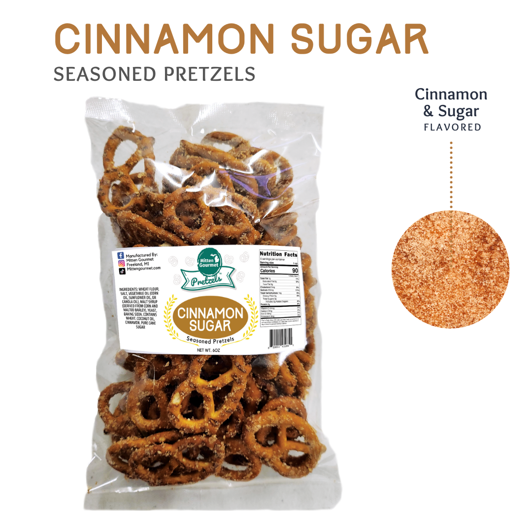 Cinnamon Sugar, Snack, Seasoned Pretzels, Flavored, Pretzel, Cinnamon Sugar Pretzels