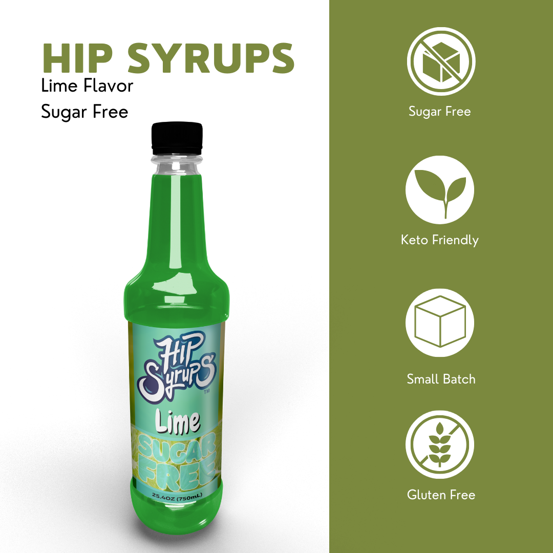 Sugar Free Simple Syrups designed for Lime, Water Flavor, Bubble Tea, Boba Tea, Cocktails, Sugar Free