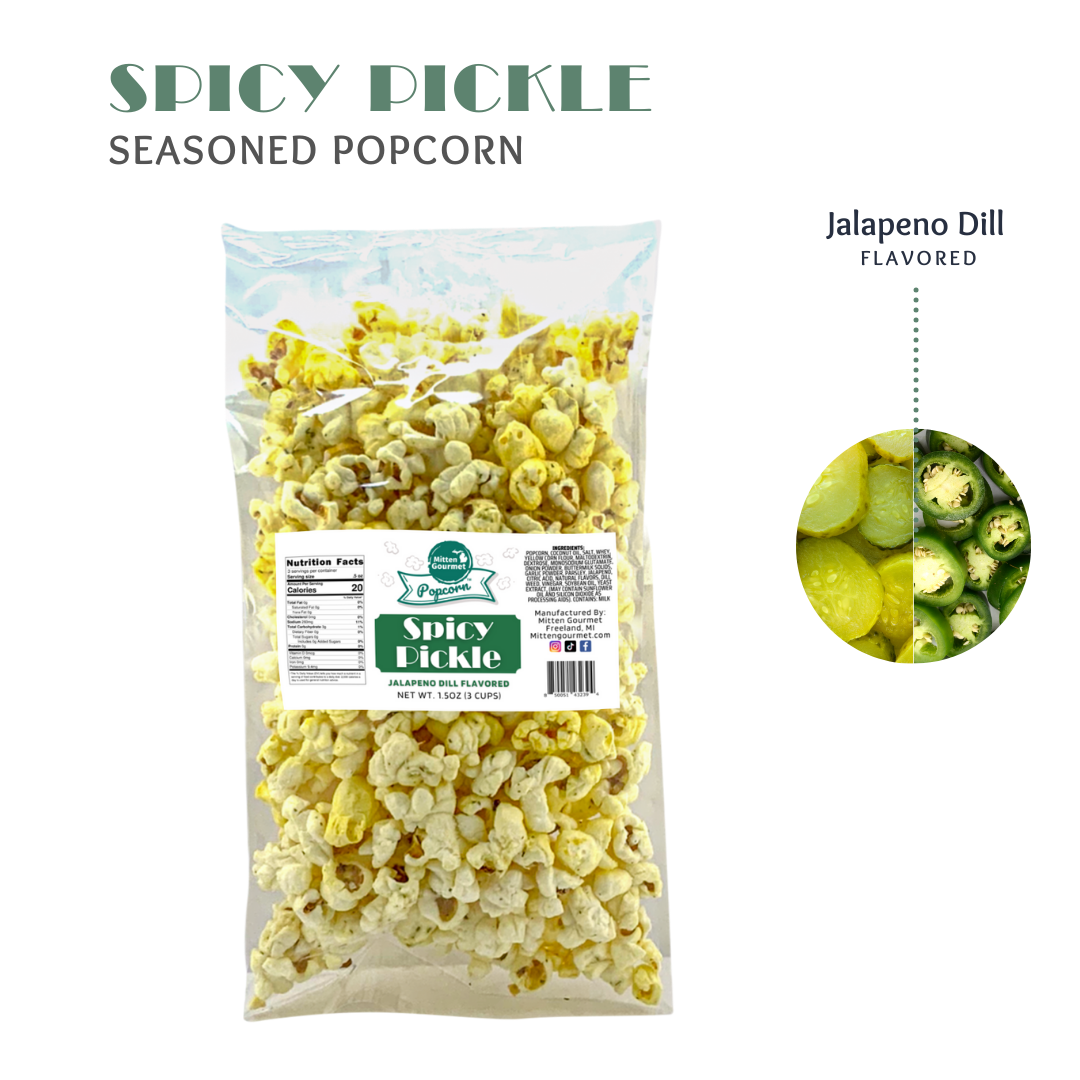 Small Batch Gourmet Jalapeno Dill, Snack, Jalapeno Dill Popcorn, Seasoned Popcorn, Jalapeno Dill Flavored, Popcorn, Jalapeno Popcorn, Dill Popcorn