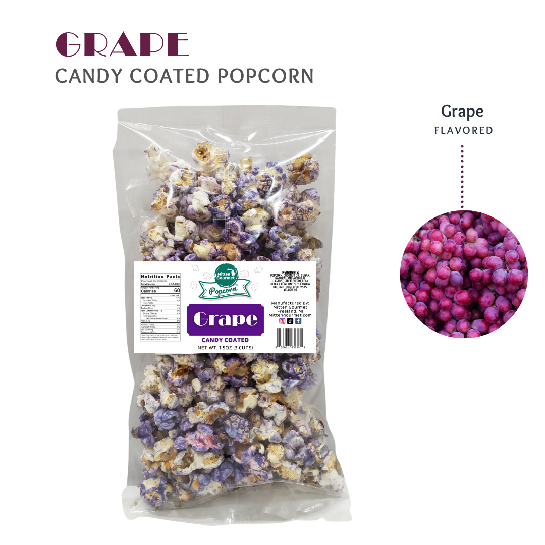 Small Batch Gourmet Candy Grape, Grape Candy Popcorn, Candy Popcorn