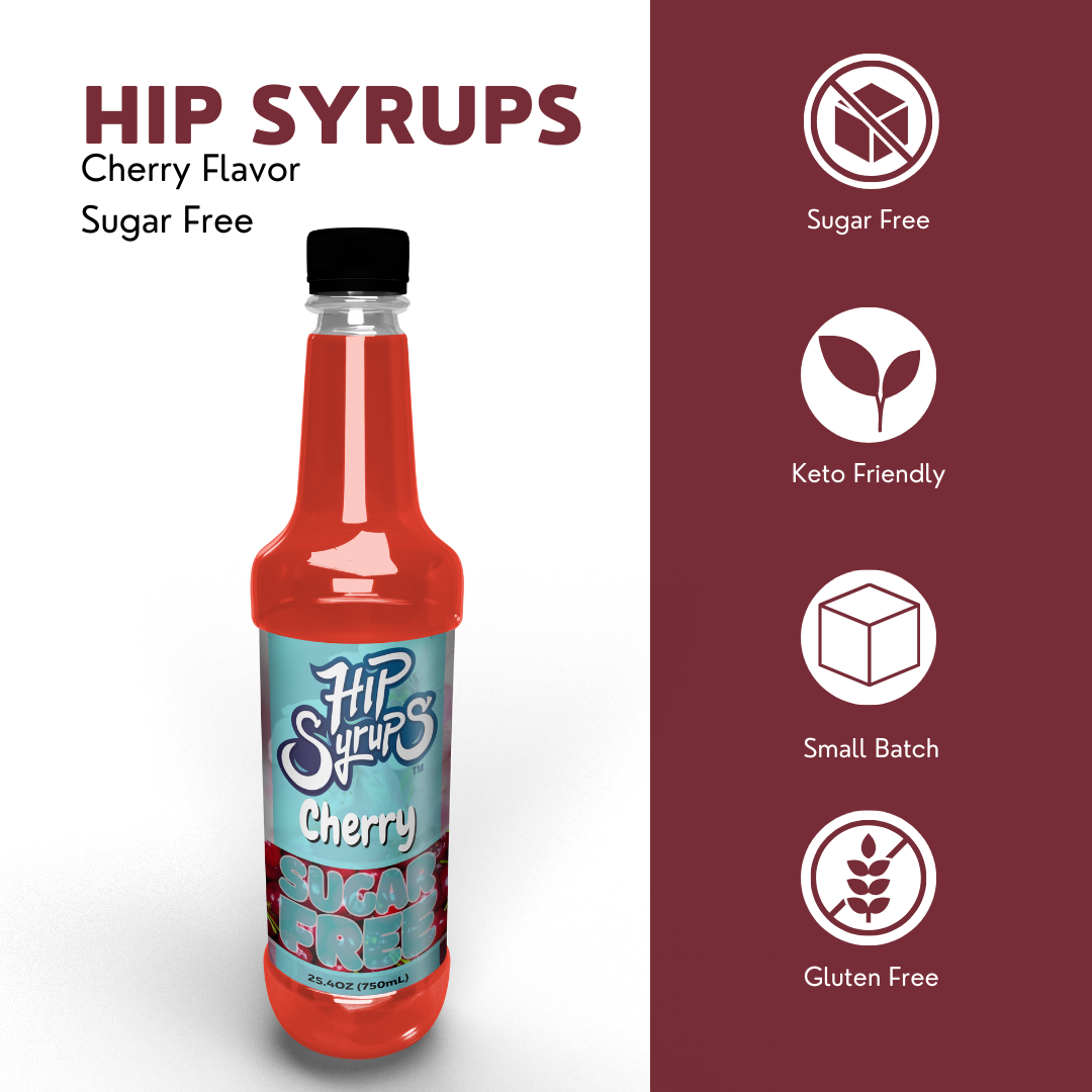 Sugar Free Simple Syrups designed for Cherry, Water Flavor, Bubble Tea, Boba Tea, Cocktails, Sugar Free