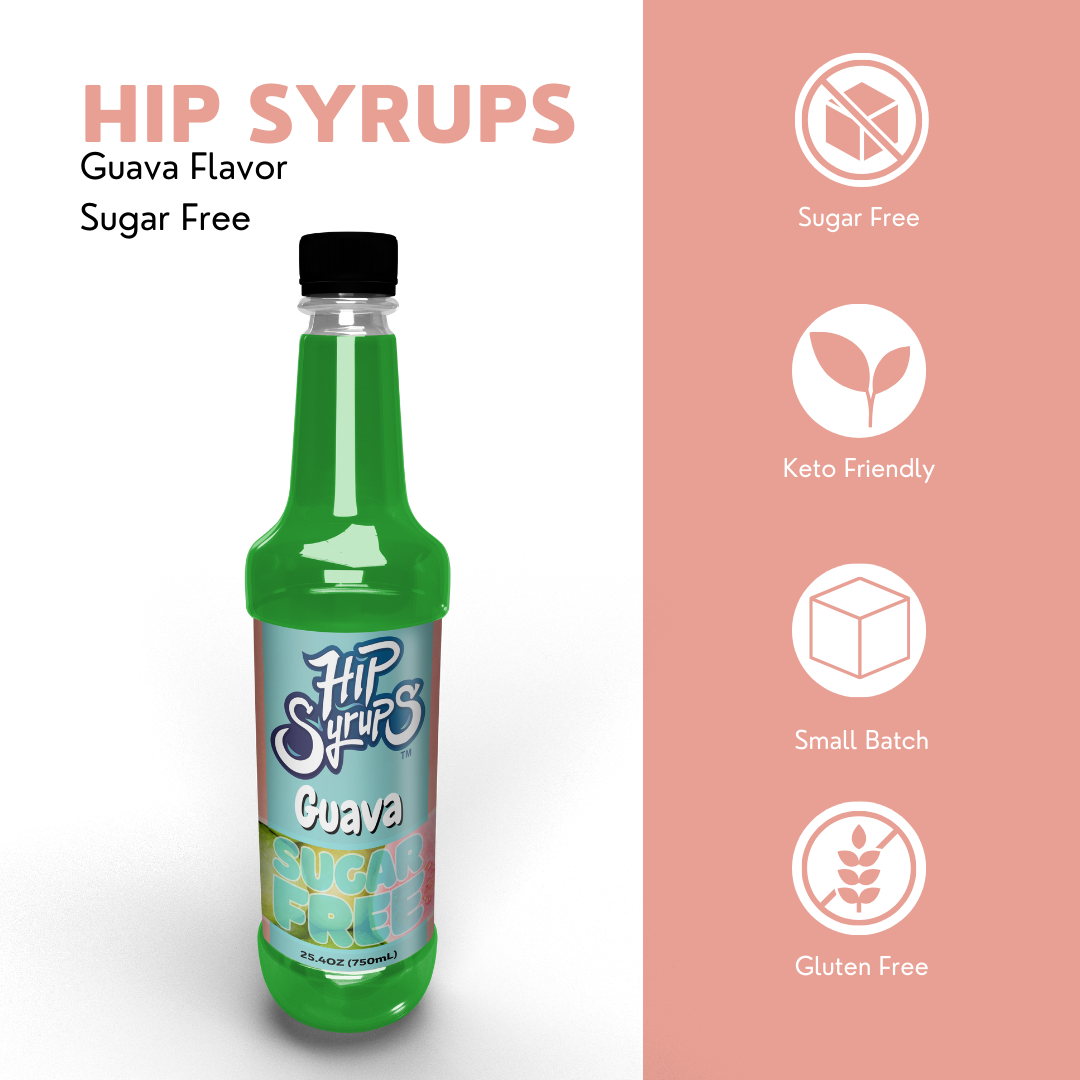 Sugar Free Simple Syrups designed for Guava, Water Flavor, Bubble Tea, Boba Tea, Cocktails, Sugar Free