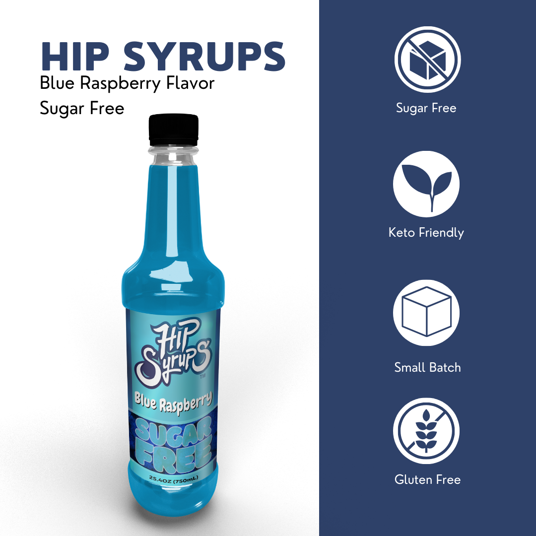 Sugar Free Simple Syrups designed for Blue Raspberry, Water Flavor, Bubble Tea, Boba Tea, Cocktails, Sugar Free