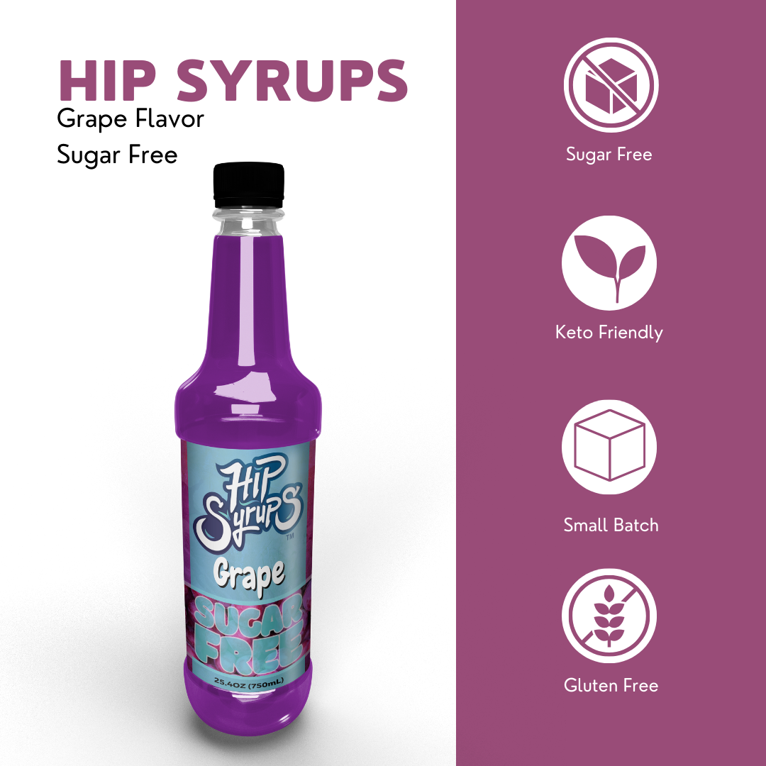 Sugar Free Simple Syrups designed for Grape, Water Flavor, Bubble Tea, Boba Tea, Cocktails, Sugar Free