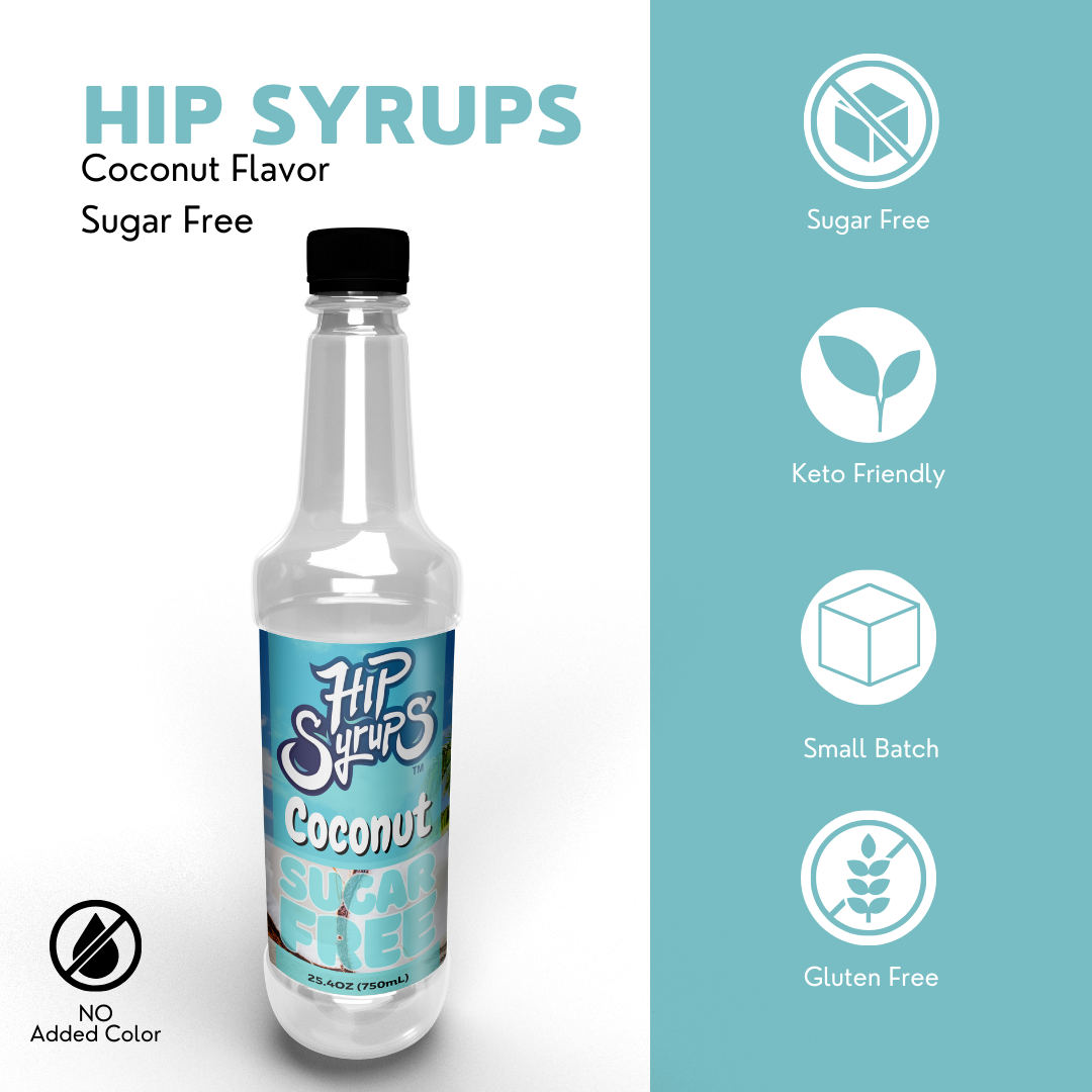 Sugar Free Simple Syrups designed for Coconut, Water Flavor, Bubble Tea, Boba Tea, Cocktails, Sugar Free