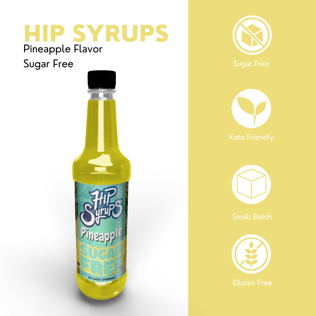 Sugar Free Simple Syrups designed for Pineapple, Water Flavor, Bubble Tea, Boba Tea, Cocktails, Sugar Free