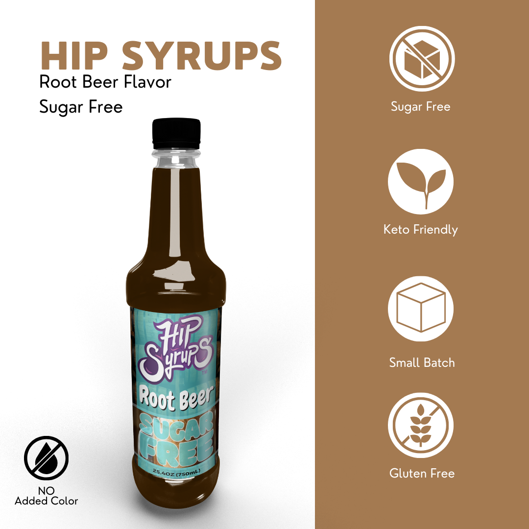 Sugar Free Simple Syrups designed for Root Beer, Water Flavor, Bubble Tea, Boba Tea, Cocktails, Sugar Free