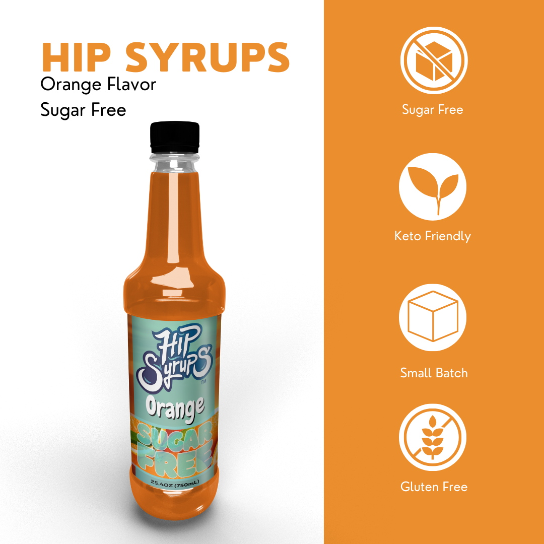 Sugar Free Simple Syrups designed for Orange, Water Flavor, Bubble Tea, Boba Tea, Cocktails, Sugar Free