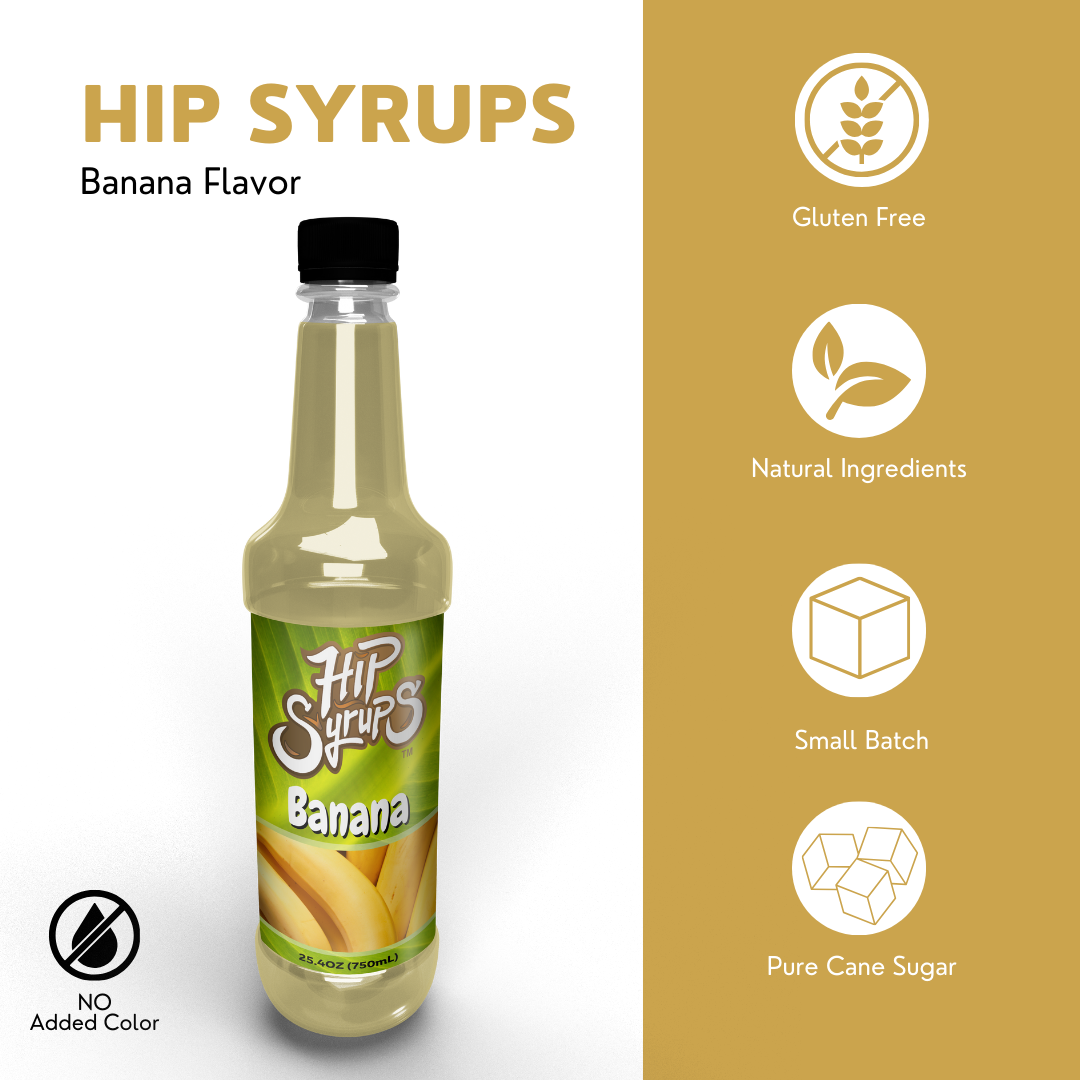 Simple Syrups designed for Banana, Coffee, Snow Cone, Bubble tea, Boba Tea, 