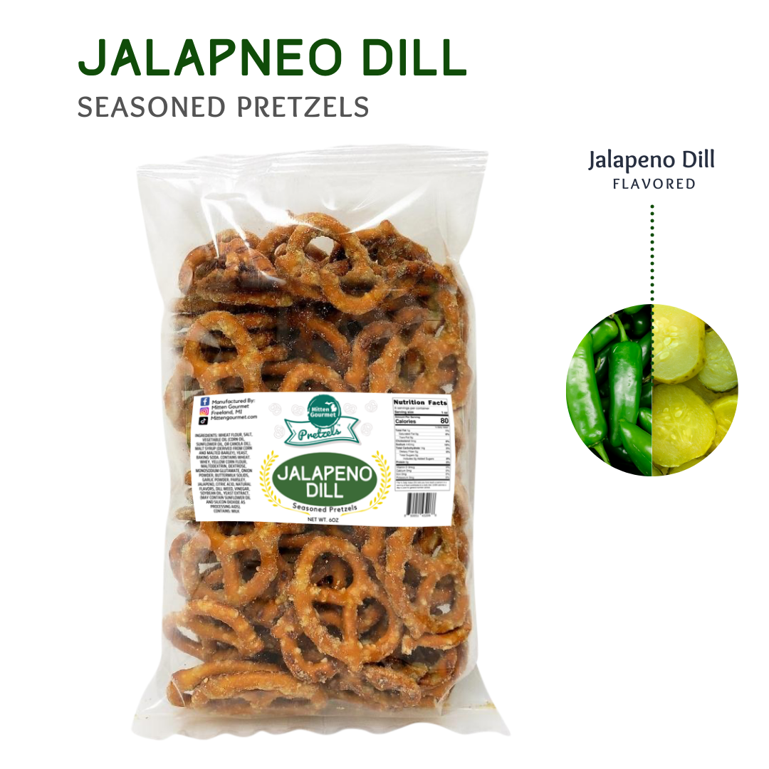 Jalapeno Dill, Jalapeno, Dill, Snack, Seasoned Pretzels, Flavored, Pretzel, Jalapeno Dill Pretzels