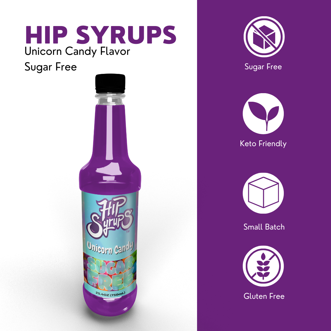 Sugar Free Simple Syrups designed for Unicorn Candy, Water Flavor, Bubble Tea, Boba Tea, Cocktails, Sugar Free