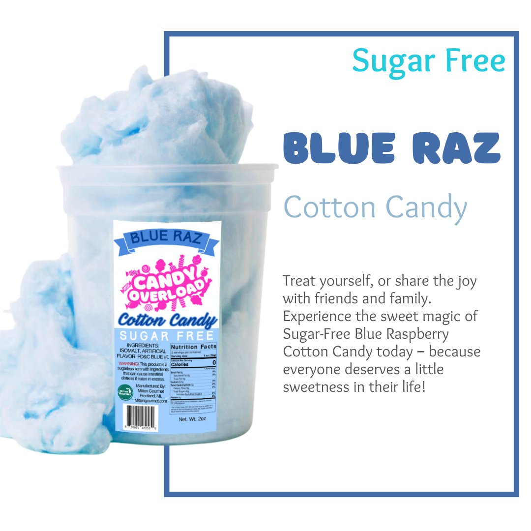 Sugar Free Cotton Candy Blue Raz Designed for Diabetics and