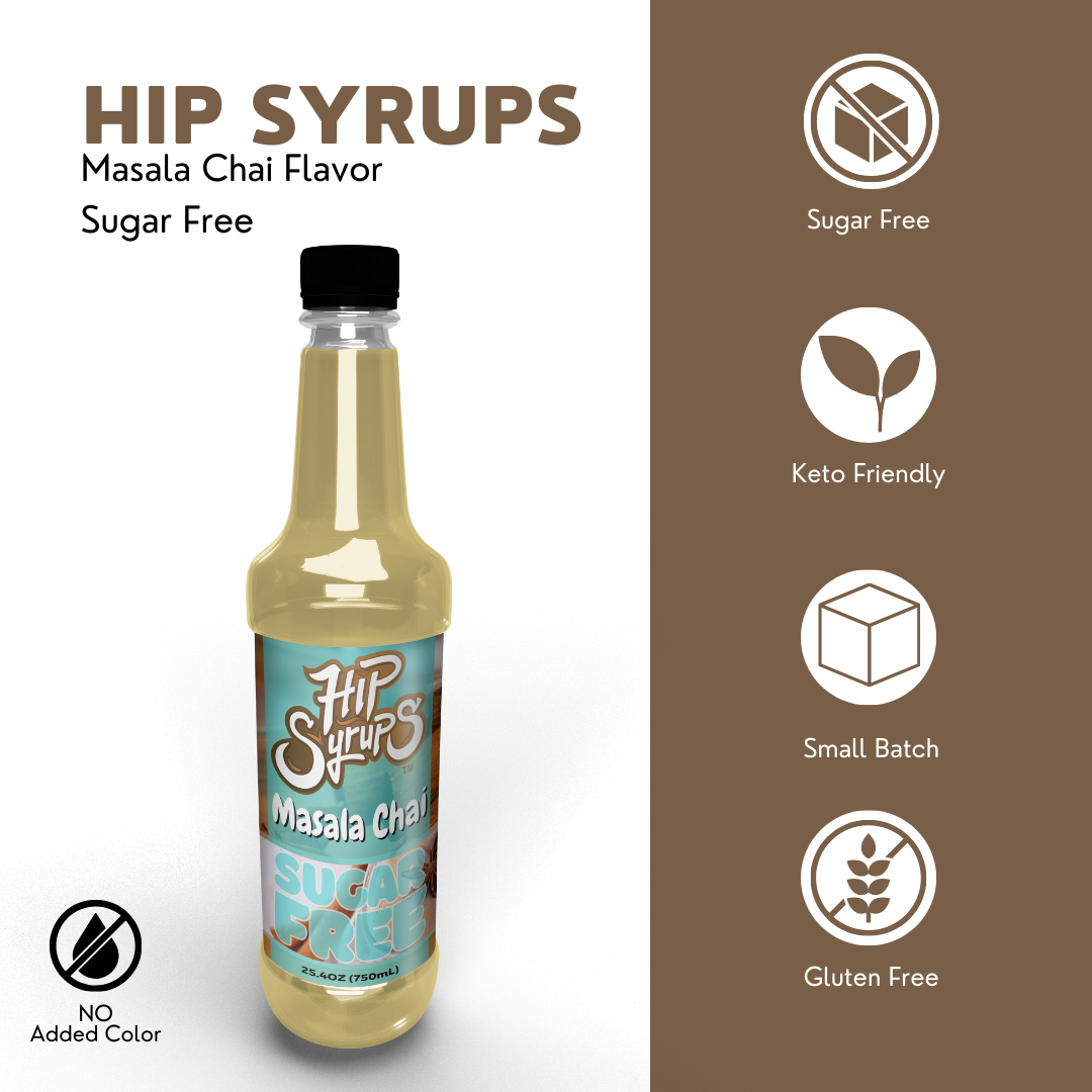Sugar Free Simple Syrups designed for Masala Chai, Coffee, Hot Cocoa, Tea, Sugar Free