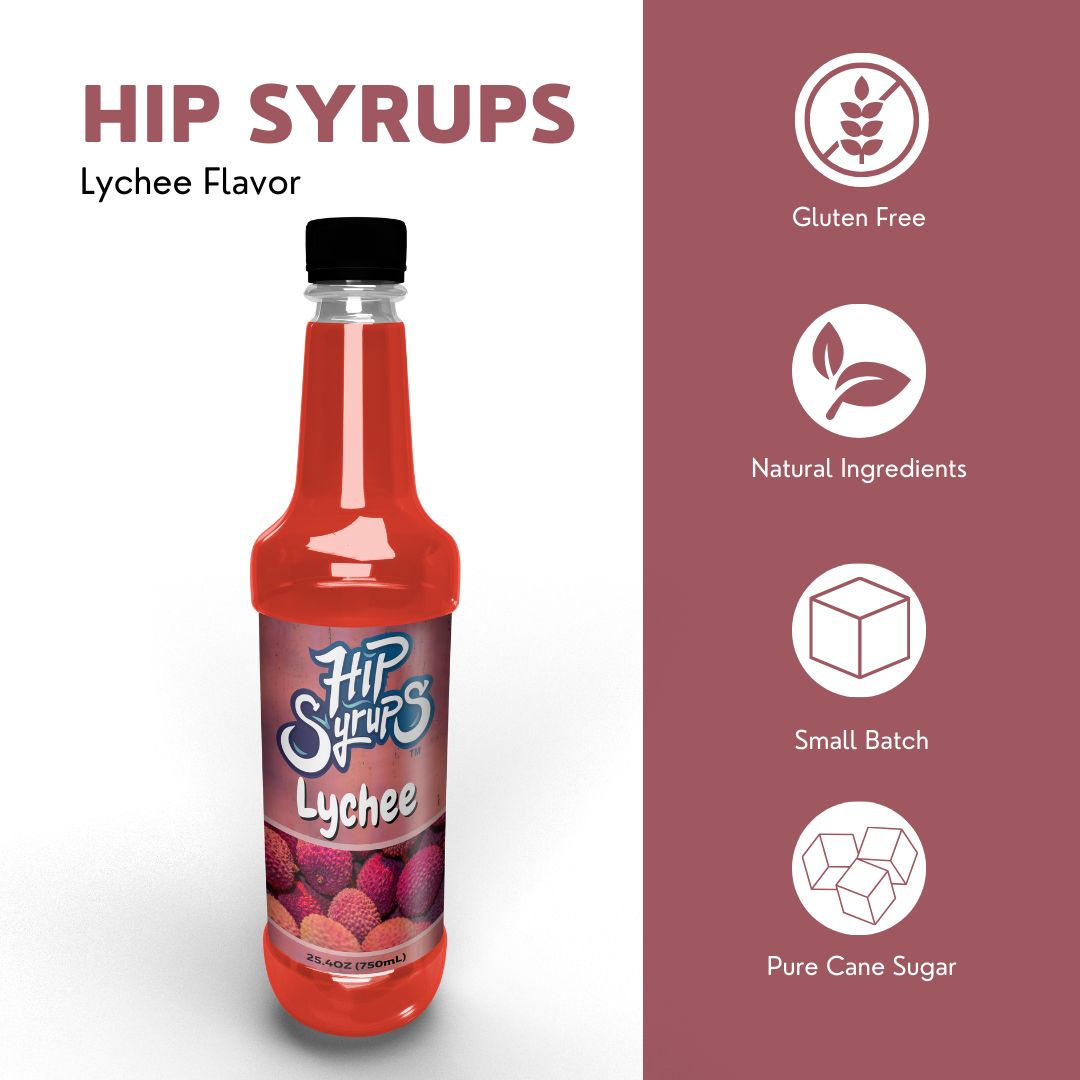 Simple Syrups designed for lychee, Snow Cone, Bubble Tea, Boba Tea, Cocktails