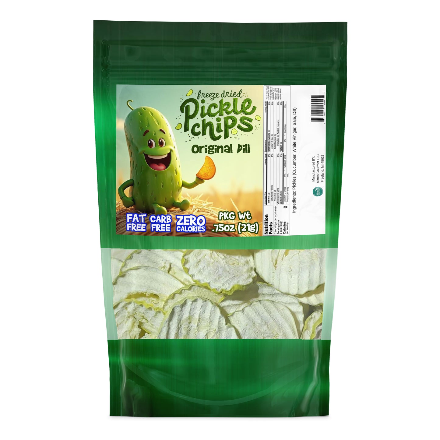 Original Dill Pickle Chips, Freeze Dried, Fat Free, Zero Calories, 0.75 oz