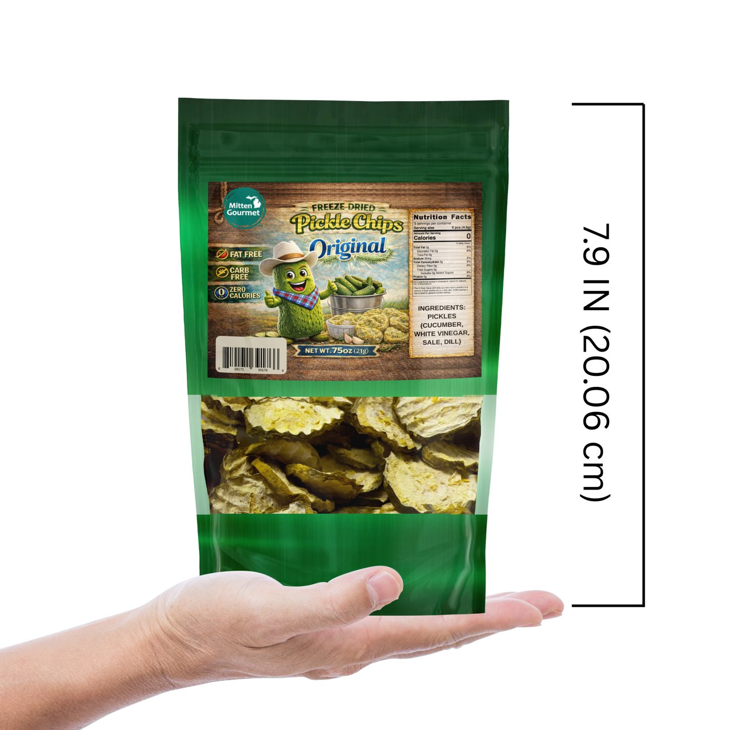 Original Dill Pickle Chips, Freeze Dried, Fat Free, Zero Calories, 0.75 oz